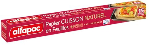 alfapac - papier cuisson brun 15 feuilles - anti-adhérent - grande largeur - fabriqué en France