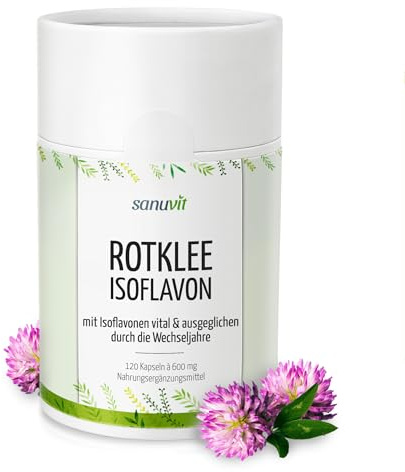 Sanuvit® - Rotklee-Isoflavon Kapseln | 120 Kapseln | 500 mg Rotklee-Extrakt | mit 40 mg Isoflavone pro Kapsel | Hohe Bioverfügbarkeit | Qualität aus Österreich | Vegan | Direkt vom Hersteller