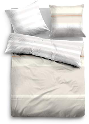 TOM TAILOR 0067608 Bettwäsche Garnitur mit Kopfkissenbezug Baumwoll-Satin Multicolor 1x 155x220 cm + 1x 80x80 cm sand