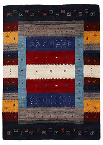 carpetfine Wollteppich Gabbeh Don Multi 140x200 cm | Moderner Teppich für Wohn- und Schlafzimmer