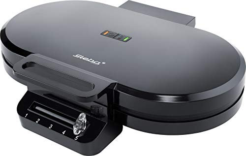 Gofrera doble Steba, dorado óptimo y horneado bajo en grasas gracias al revestimiento antiadherente, 2x5 gofres en forma de corazón con un diámetro de 15,5 cm, fácil de limpiar, WE 2