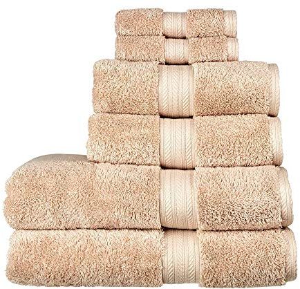 Christy Renaissance 6 Piece Towel Set | Driftwood Beige | 100% Egyptian Cotton Pile | Luxuriously Soft and Super Absorbent | 675 GSM | 2 Bath Towels 2 Hand Towels 2 Face Cloths