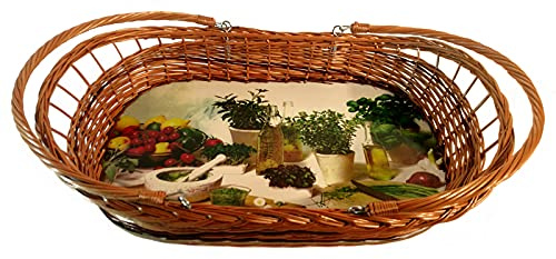 LovinBirds Frühstückstablett Weidentablett bewegliche Kräuter Henkel Weide 52 cm x 40 cm