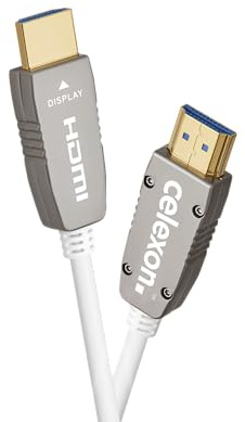 celexon HDMI Optical 2.1 Glasfaser-HDMI-Kabel | 20 m, Weiß | 8K 48 Gbps | Aktive optische Übertragung für lange Signalwege mit hoher Bandbreite für moderne AV-Installationen.