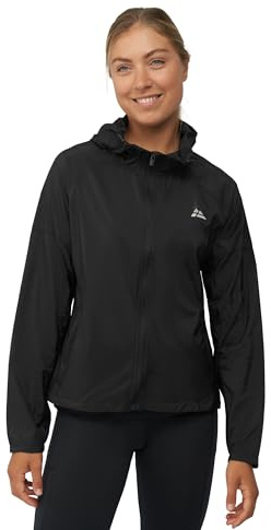DANISH ENDURANCE Veste de Running Réfléchissante pour Femme,Capuche Ajustable, Noir, L