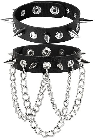 Manfnee Punk Gothic Armband für Herren Damen Leder Spike Rivet Metall Nieten Wristbang Manschette Schwarz