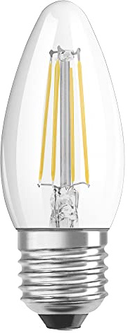 OSRAM Filament LED Lampe mit E27 Sockel, Kerzenform, Warmweiss (2700K), 4W, Ersatz für 40W-Glühbirne, LED Retrofit CLASSIC B, 6er-Pack