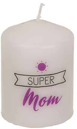 ReWu Candela a colonna in vera cera, sorgente luminosa naturale, Super Mom 6 x 8 cm, in confezione regalo in carta kraft per matrimonio, compleanno, amicizia, Natale
