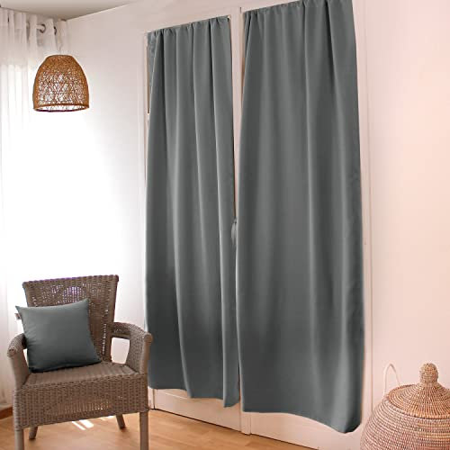 ED ENJOY HOME Cortina Ocultante, Paso, Gris, 90 x 210 cm, 100% poliéster, Tejido Certificado Oeko-Tex, colección Regaliz