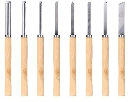 FEMSIS 8 pièces Ensemble de Ciseaux à Bois Tour HSS Couteau à découper Le Bois Tour Kit d'outils de Tournage Outil à Bois Outils de Tour