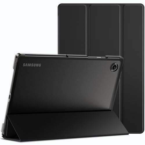 JETech Custodia per Samsung Galaxy Tab A8 10,5 Pollici 2021 (SM-X200/X205/X207), Sottile Traslucida Posteriore Trifold Folio Supporto Protettiva Tablet Cover, Auto Svegliati/Sonno (Nero)