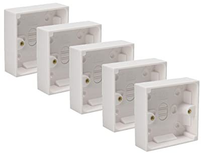 Axiom Surface Mounted Back Box Pattress Single 1 Gang 25mm Deep Electrical Socket, White (5)