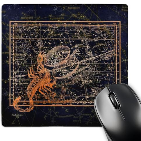3dRose Retro Star Map. Zodiac asterisms of Scorpius and Libra. Orange... - Mouse Pads (mp-372484-1)