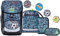 SJ Schulranzen set 4-teilig Ergonomischer Schulrucksack, Ultraleichte Schultasche, 22 LT, ab 1. Klasse mit Mäppchen und Turnbeutel, Kinder Grundschule Mädchen Junge, blau/schwarz