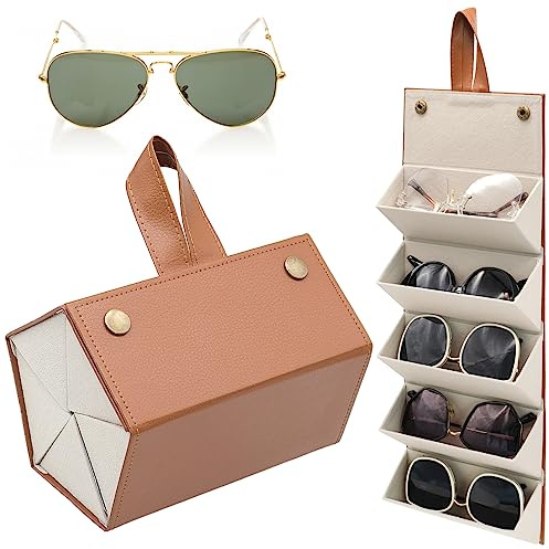 YAXIDAEVER Faltbare Brillenablage,Tragbar Sonnenbrillen Aufbewahrung,Brillenorganizer Brillenaufbewahrung,zur Aufbewahrung von 5 Brillen, für Damen Herren