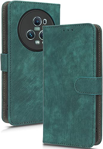 TAUYN Flip Folio Hülle für Honor Magic5 Pro/Magic 5 Pro, RFID Funktion Handyhülle, PU/TPU Leder Magnetverschluss Kartenschlitz Schutzhülle - Grün