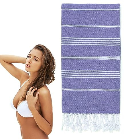 PW TOOLS Playa turca,algodón Rayas Secado rápido con Borla | Toallas Playa Rayas, Elementos Esenciales Viaje para niños para Sauna, SPA, baño, Gimnasio y Arena