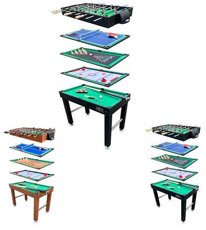 KICK Hexad 48 6-in-1 Multi Game Table (Black) – Foosball, Billiards/Pool, Glide Hockey, Ping Pong, Mini-Shuffleboard & Mini-Bowling