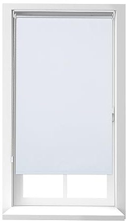 Relaxdays Thermorollo, ohne Bohren, Klemmfix, Kettenzug, 90x220 cm, Stoffbreite 86 cm, blickdichtes Klemmrollo, weiß