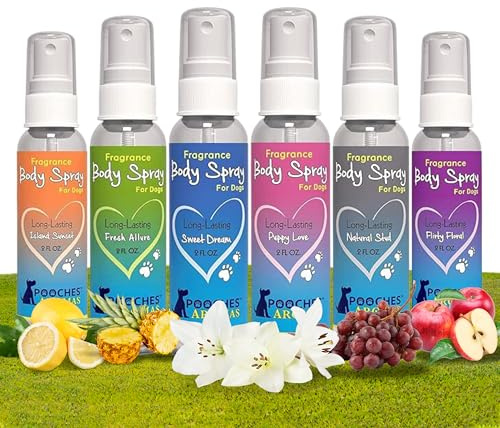 Pooches Aromas Natural Dog Cologne - Premium Grooming Spray - Long Lasting Spray - Deodorizing & Refreshing For Dogs, Adult Canines and Puppies - Aromas Scent to Refresh the Skin (Pack of 6)