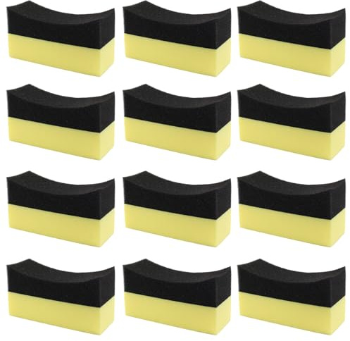 Jiozermi 12Pcs Tire Applicator Dressing Shine Sponge Tire Dressing Applicator Pads Tire Contour Dressing Applicator Pads Color Polishing Sponge Wax Buffing Pads Cleaning Sponges for Car Glass