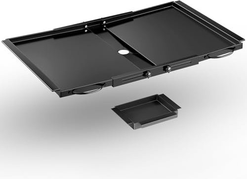 Bomclap Ersatz-Fettauffangschale für Gasgrill, Universal Fettschale mit Auffangschale für 4/5 Brenner Gasgrill, Einstellbare Grillschale Ersatzteile (24-31), Schwarz