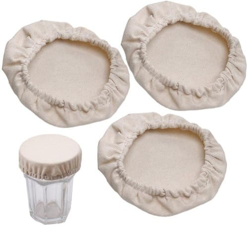 Fopytu 3 Housses en Tissu pour Pots de démarrage au levain Couvercles de Pot de Bol de Couvercle de Fermentation de Pain réutilisable Non Blanchi Couvercle de Fermentation du Pain au levain