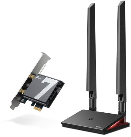 TP-Link Archer TBE550E WLAN-Karte für PC, Tri-Band BE9300 Wi-Fi 7 Bluetooth 5.4 PCIe Adapter, WPA3, mehrfarbige Status-LED, nur für Windows 11 (64-Bit)