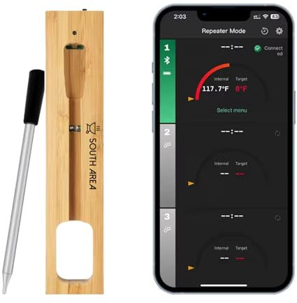 Thermomètre intelligent sans fil pour viande et barbecue avec Bluetooth portée 100m| Design amélioré - Contrôle précis de la température pour fumoir, four et BBQ