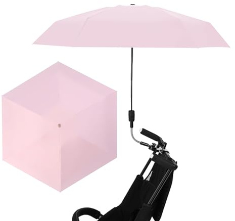 PRTECY 35,4-Zoll-Strandschirm für Stuhl, Universeller Kinderwagenschirm mit Verstellbarer Klemme, Tragbarer Schattenschirm-Sonnenschirm für Strandstühle, Camping-Reisezubehör,(Rosa)