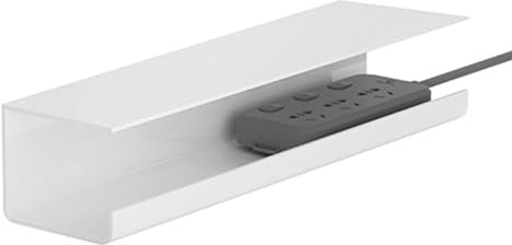 WPKD BLUEIY Bandeja Organizador Cables Escritorio,Bandeja de Gestión de Cables para Debajo, PVC Cables Escritorio sin Taladro para Oficina Hogar (Blanco,10x 8,5X 40cm,500g)