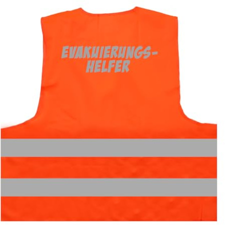 Evakuierungshelfer 2-Zeilig Warnweste BZW. Signalweste mit reflektierendem Aufdruck - Größe L/XL, Orange