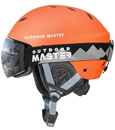 OutdoorMaster Kelvin Ski- und Snowboardhelm-Set mit PRO Skibrille | Sicherer Skihelm mit magnetischen Schnellwechselbrillen, beschlagfreie klare Sicht, individuell verstellbare Passform.