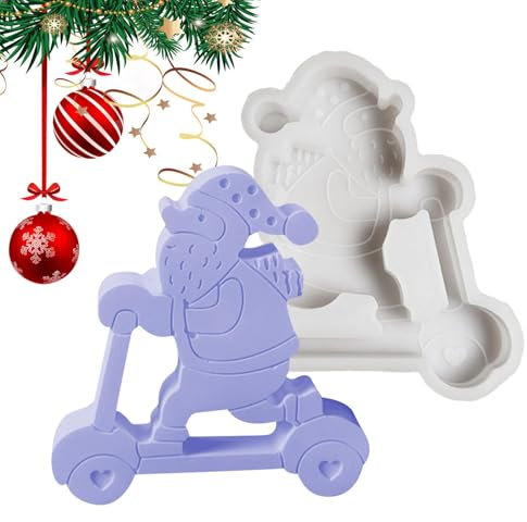 Weihnachtsharzform, Weihnachtsmann Silikonform - Weihnachtsmann mit Roller Epoxidharz Gießsilikonform | Art Craft Silikonform, süße Weihnachtsmannform für Epoxidharz, handgemachte Seife, Wachskerzen,