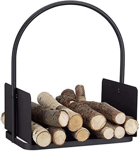Cestino per legna da ardere per caminetto per interni ed esterni, supporto per legna da ardere con manico, telaio in acciaio resistente, supporto per legno, alto e facile da montare, organizer per la