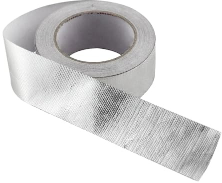 HAWILLOSCH 25M Aluminiumfolie Hitzeschutzband für Auto und Motorrad Hochtemperaturbeständig Isolierband für Auspuffrohre und Industrielle Anwendungen Geeignet