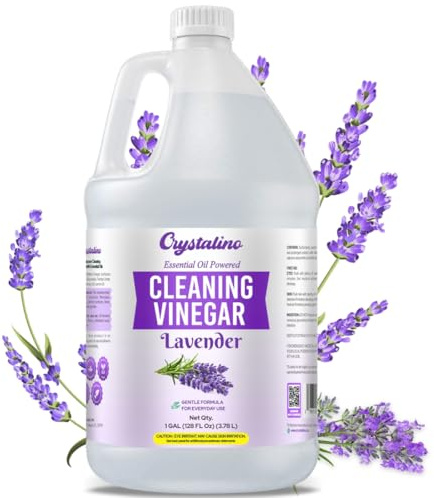 Crystalino Vinagre de aceite esencial de lavanda (1 galón) limpieza, vinagre destilado blanco para fines de limpieza, vinagre blanco, vinagre