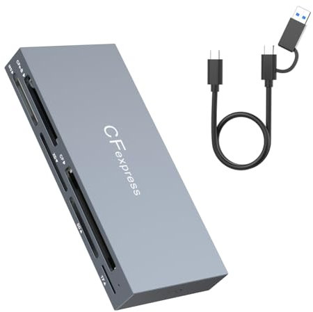 Qusedwey 6 en 1 CFexpress Tipo B Lector de Tarjetas para CFexpress Tipo B/SD/TF//XD/MS,USB 3,2 Gen 2 10Gbps CFexpress Adaptador de Memoria
