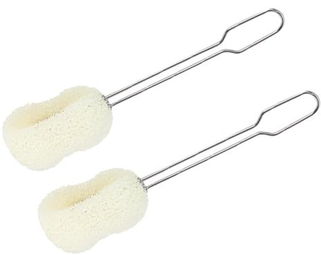 FRCOLOR 2St Reinigungsbürste edelstahlbürsten Pinsel küche Trinkflasche mit Haarnetze für Dutt Schwamm Flaschenbürste mit langem Griff Topfbürste mit langem Griff Rostfreier Stahl Yellow