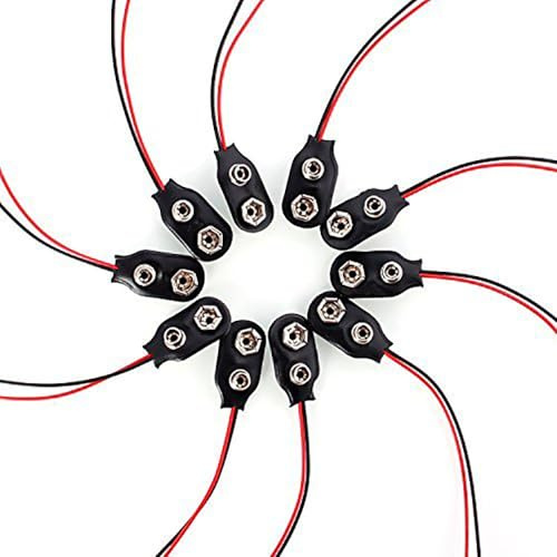 5X Packung 9V Batterie Clip Stecker mit Kabel Kunstleder T Typ Gehäuse
