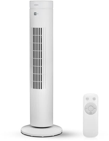 aeco AirX SPIN Turmventilator mit Fernbedienung 3 Geschwindigstufen 7H Timer 35w mobiler Lüfter Oszilation 60° Säulenventilator Standventilator luftkühler 76CM Tower Fan mit Speicherfunktion