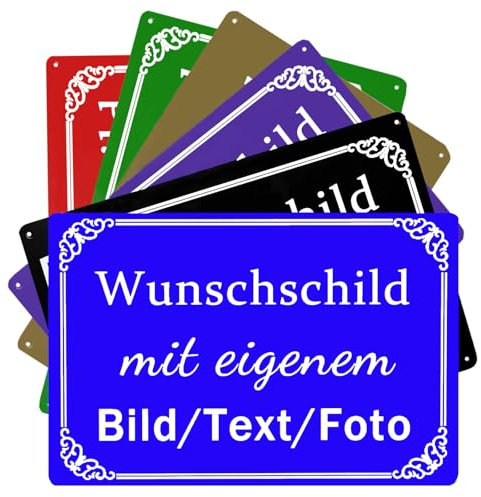 CCZUIML Blech-Schild Selbst Gestalten,Wunschtext Schild Personalisiert,Schilder Selbst Gestalten mit Text/Name/Bild/Logo/Schrift Für Garage,Hotel,Parkplatz,Schule,Carport,Firma,Garten, Wohnadress
