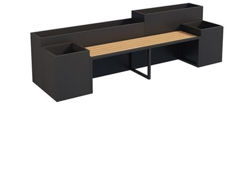 WANGHAI-666 Flowerbox with Bench Outdoor Patio Flower Box Seating Set Large Metal Black Garden Bench with Raised Planter Bench for Park, Yard, Porch, Lawn, Balcony, Backyard Bench with Planter(Small)