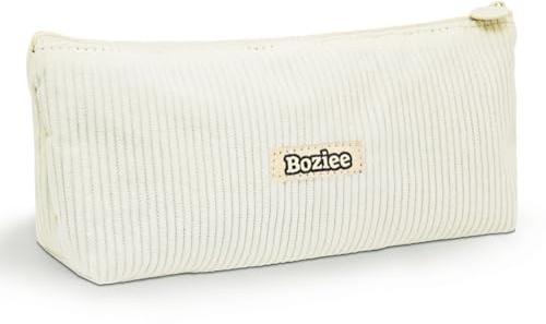 Boziee Federmäppchen Cord-Stoff Mäppchen Mädchen Stiftetasche Teenager Federtasche Pencil Case Schulmäppchen Stiftemappe für Schule | Büro (Beige)