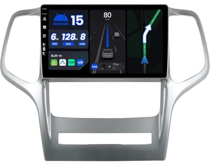 BXLIYER - [Octa-Core, 6G+128G] - Android 15 Autoradio pour Jeep Grand Cherokee WK2 (2008-2013) GPS Navigation Radio - CarPlay Android Auto - DSP Dab Volant WLAN 4G - Caméra + MIC - 2 Din IPS 9 Pouce