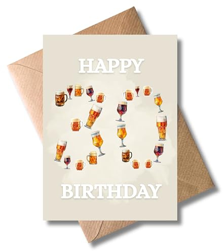 WBdesignz – Geburtstagskarte „Happy 30th Birthday mit Biergläsern“ mit Umschlag – Lustige Karte zum 30. Geburtstag für Männer & Bierliebhaber (DIN A6)