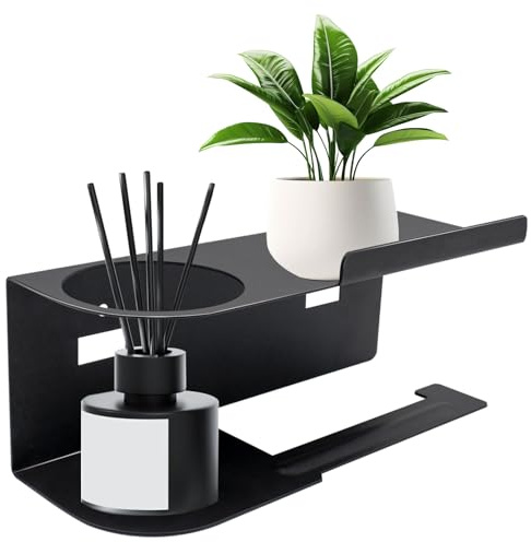 Rongrongago Klopapierhalter mit 2 Installationsmethoden, Toilettenpapierhalter Ohne Bohren Edelstahl, Klopapierhalter Klebend für Badezimmer Küche Toilette (Schwarz)