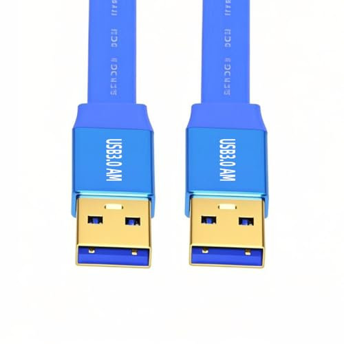 CY Ultra Flat Slim USB 3.0 Type-A Male to USB3.0 A Male Cable Extension Blue 5Gbps for Disk SSD Camera Data (200cm)
