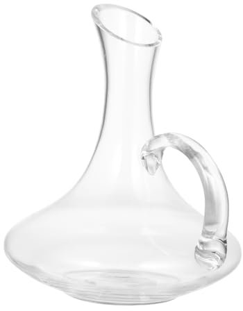 OFFSCH Decantador de Vino Dispensador de Bebidas de Vidrio sin Plomo con Asa y Diseño de Incisión Redondeada Adecuado para Decoración de Barra y Obsequio para Decoración de Barra y Obsequio