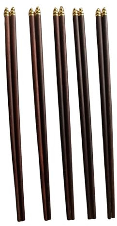 5 paia di bacchette cinesi riutilizzabili in legno, comode texture in legno, adatte per riunioni di famiglia e cene